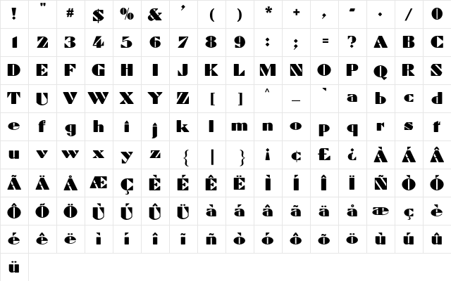 DynamicCP Medium  glyph index