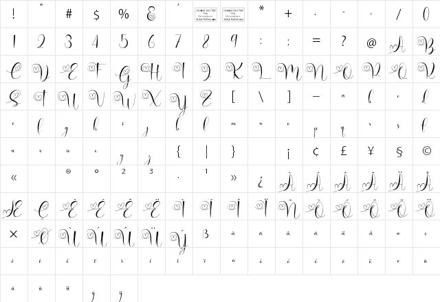 Brilganttyne Regular  glyph index