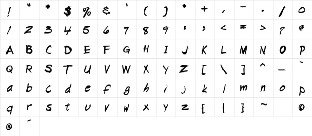 NapkinScriptSSK Bold  glyph index