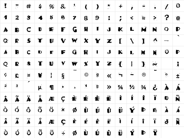 Fajita Mild Regular  glyph index