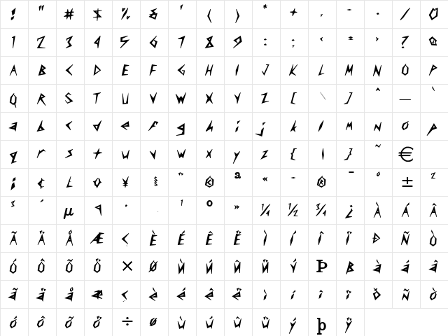 SlasherHeavy Normal  glyph index
