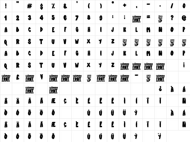 Casimiro Regular  glyph index