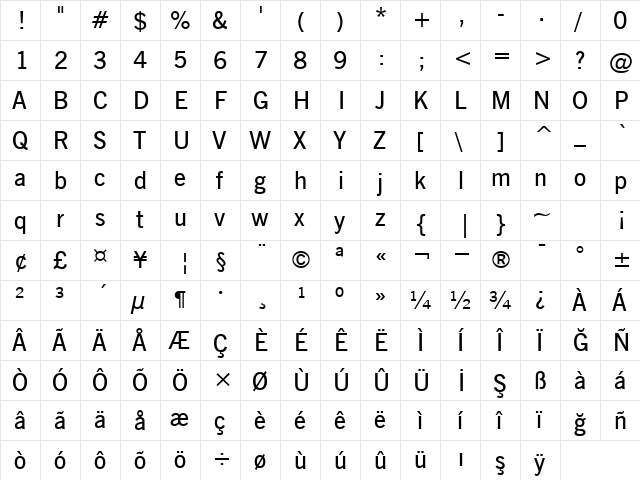 00920 Regular  glyph index