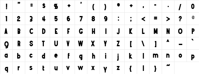 Angostura Black Regular  glyph index