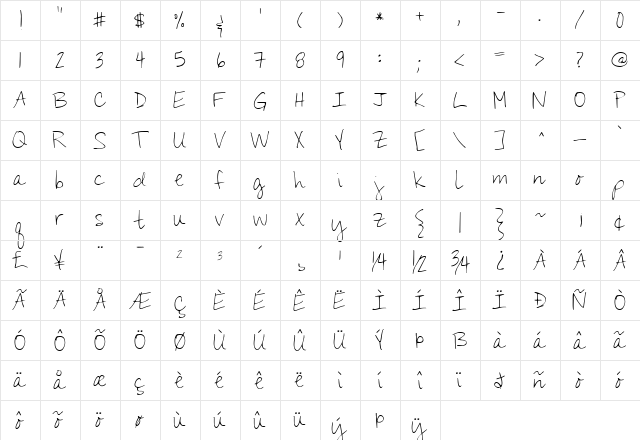 You Wont Bring Me Down Regular  glyph index