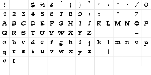 09 Regular  glyph index