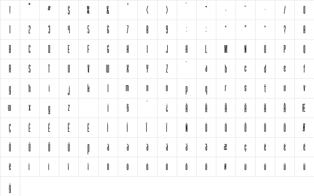 FanatiqueReg Regular  glyph index
