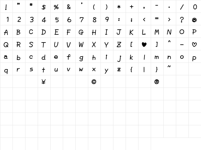 DDmerrow Regular  glyph index