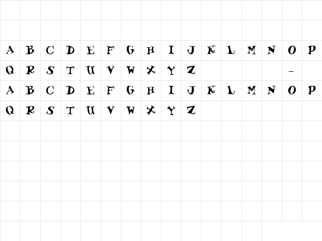 GE Grafitti Caps Regular  glyph index