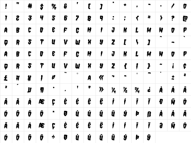 Hemogoblin Rotated 2 Regular  glyph index