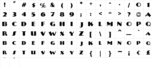 2 Downtown special DNA Regular  glyph index
