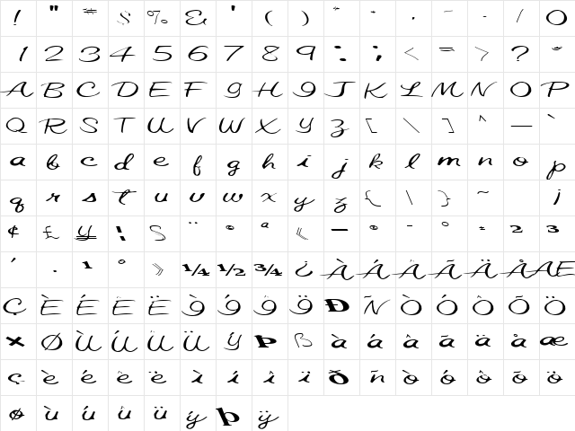 ElasticTrainFont59 Regular  glyph index