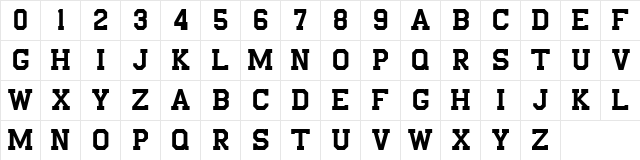 Athletic-Block Regular  glyph index