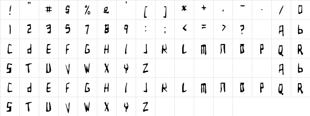 Crack the earth Regular  glyph index