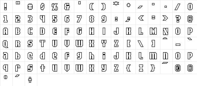 CCArea51MilitaryOpen Regular  glyph index