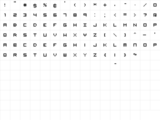 Visitor_Rus Regular  glyph index