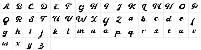 Ebullience Regular  glyph index