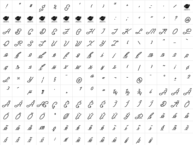 Las Enter Personal Use Only Regular  glyph index