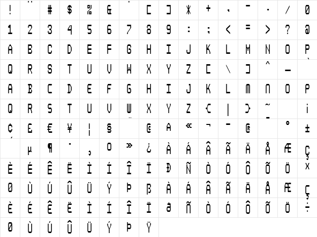 Composite Regular  glyph index