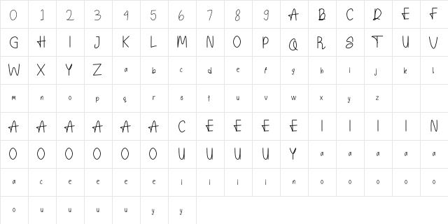 Belfica Regular  glyph index