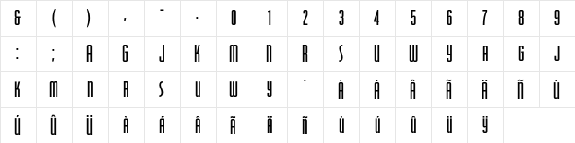 OdeonCondensedAlternate Regular  glyph index