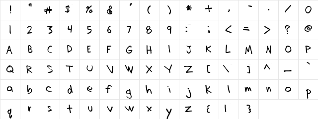 Fast Finger Regular  glyph index