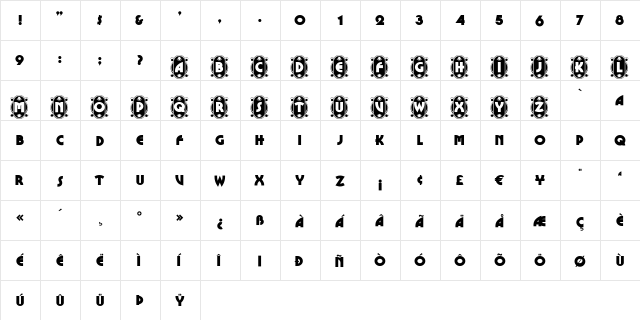 CameoAppearance Regular  glyph index