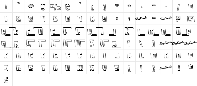 SF Cosmic Age Outine Regular  glyph index