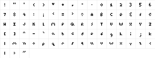 chipmunk Regular  glyph index
