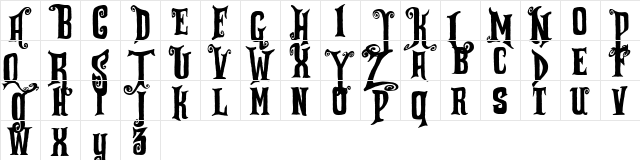 Zu Kabarett Regular  glyph index