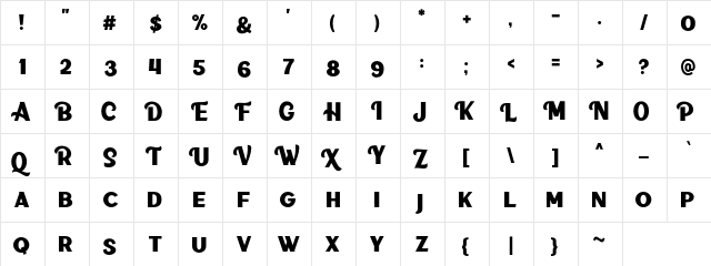 Sirens DEMO Regular  glyph index