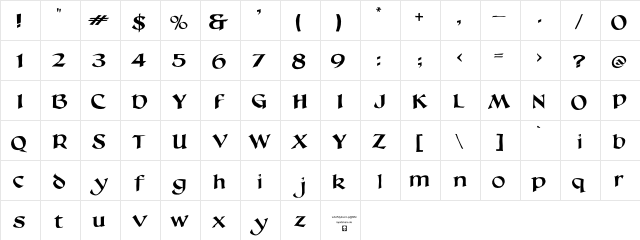 LHF Seranoa Regular  glyph index