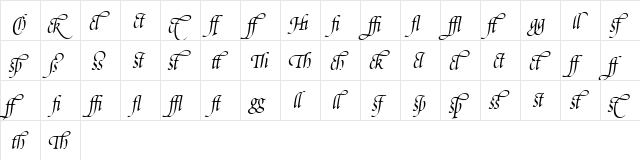 Poetica SuppLigatures Italic  glyph index