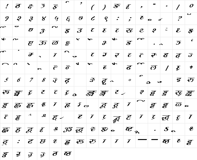AkrutiDevMangal Normal  glyph index