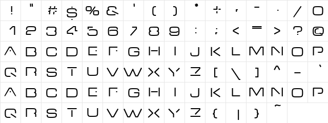 V-Dub Regular  glyph index