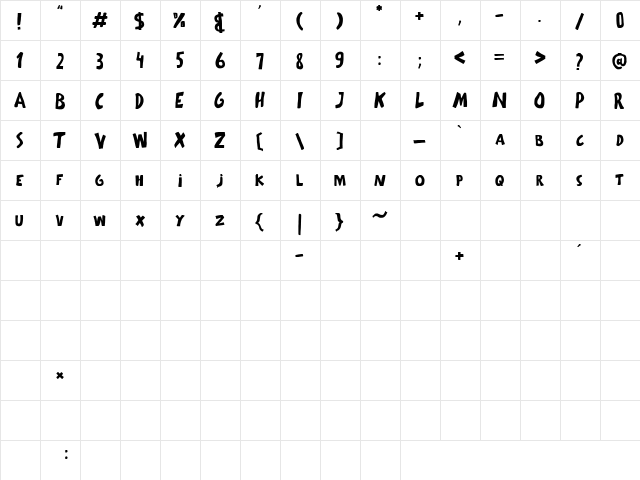 Space Garden Regular  glyph index