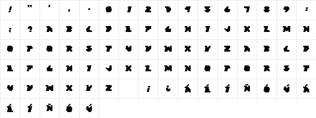 Block Factory Regular  glyph index
