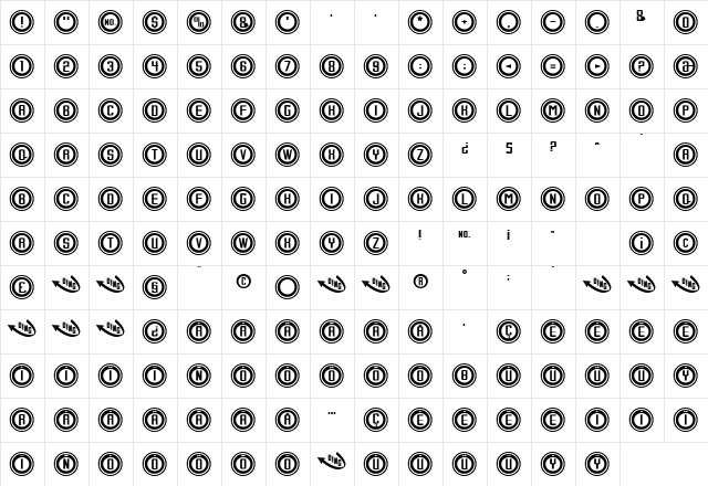 Console Output  glyph index