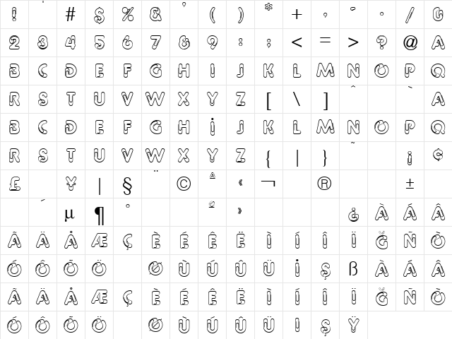 TR Pipeline Regular  glyph index