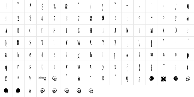 Dieproud Regular  glyph index