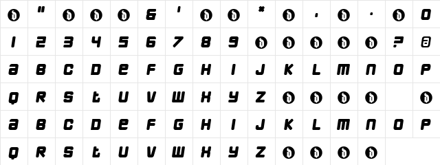 Busterboy Regular  glyph index