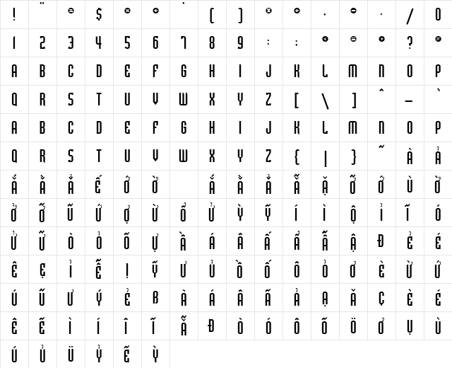 VPS Hoang Sa Hoa Regular  glyph index