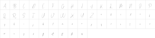 WalletSignature Regular  glyph index