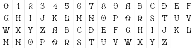 Bradford Inline  glyph index