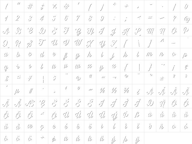 Thirsty Rough Lt Shd Regular  glyph index