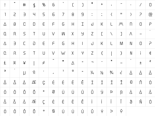 Elite Danger Semi-Bold Semi-Bold  glyph index
