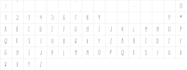 Rainy Day Regular  glyph index