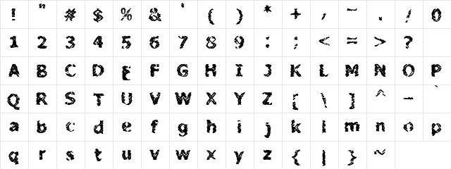 Crumbling hoot Regular  glyph index