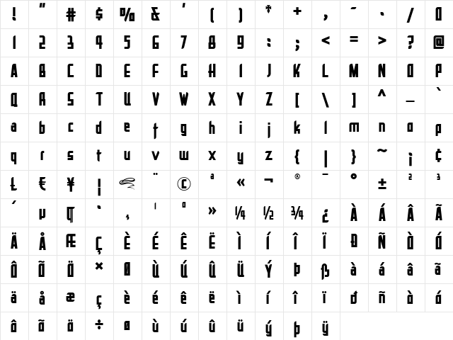 La Reyna Catalina NF Regular  glyph index