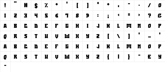 Halloween Hex Regular  glyph index